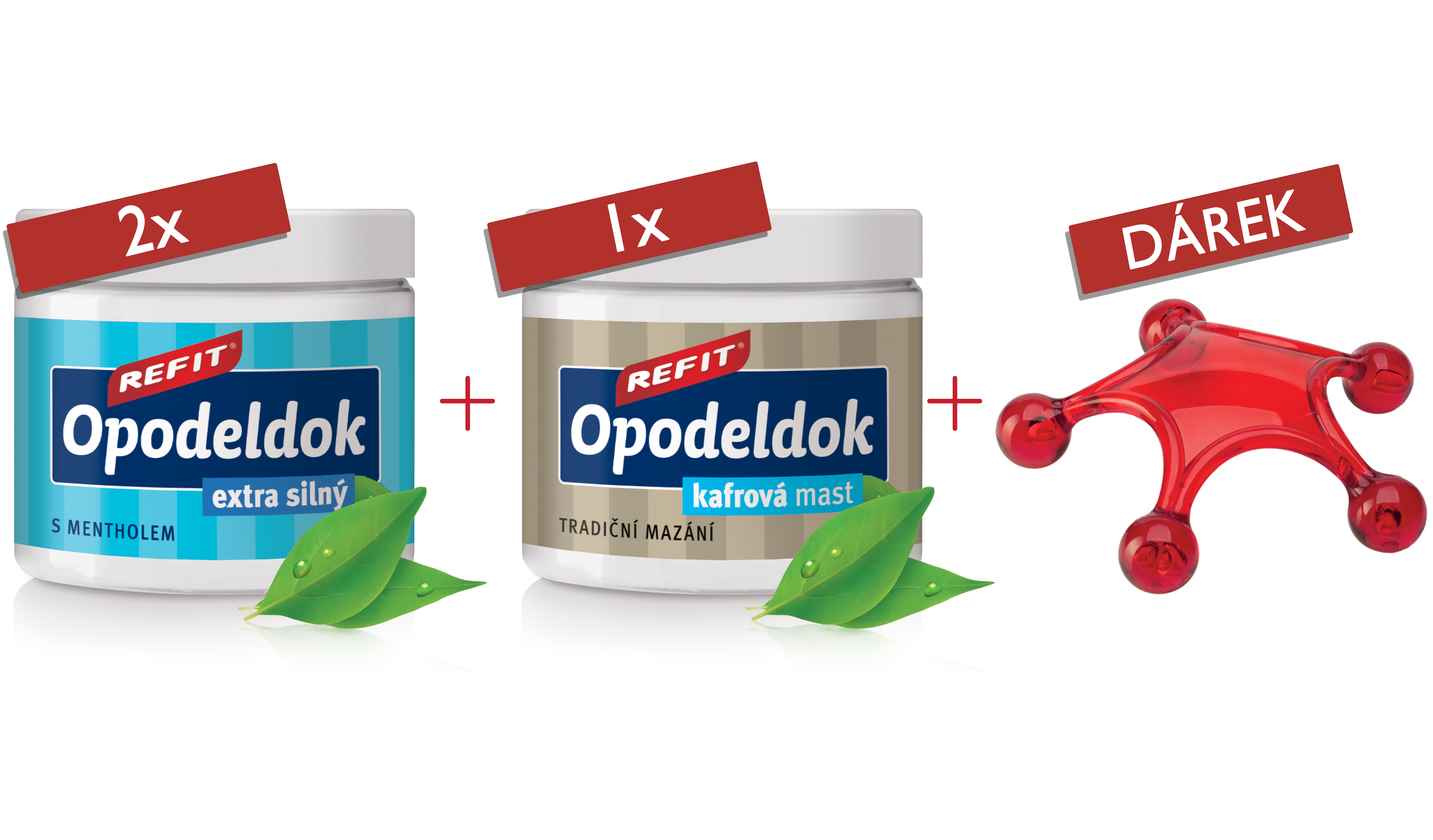 2x Refit Opodeldok Extra 200 ml & 1x Refit Opodeldok klasik 200 ml & Dárek masážní hvězdice
